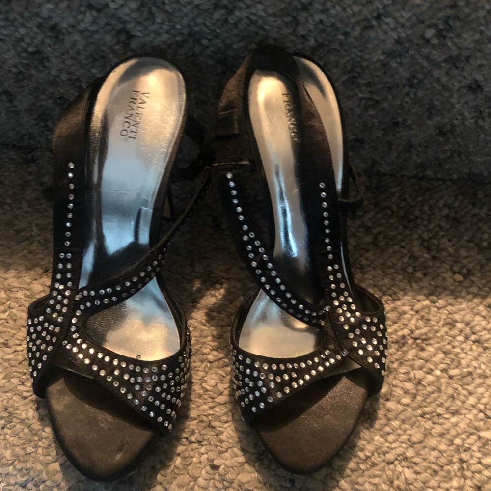 Black rhinestone high heels